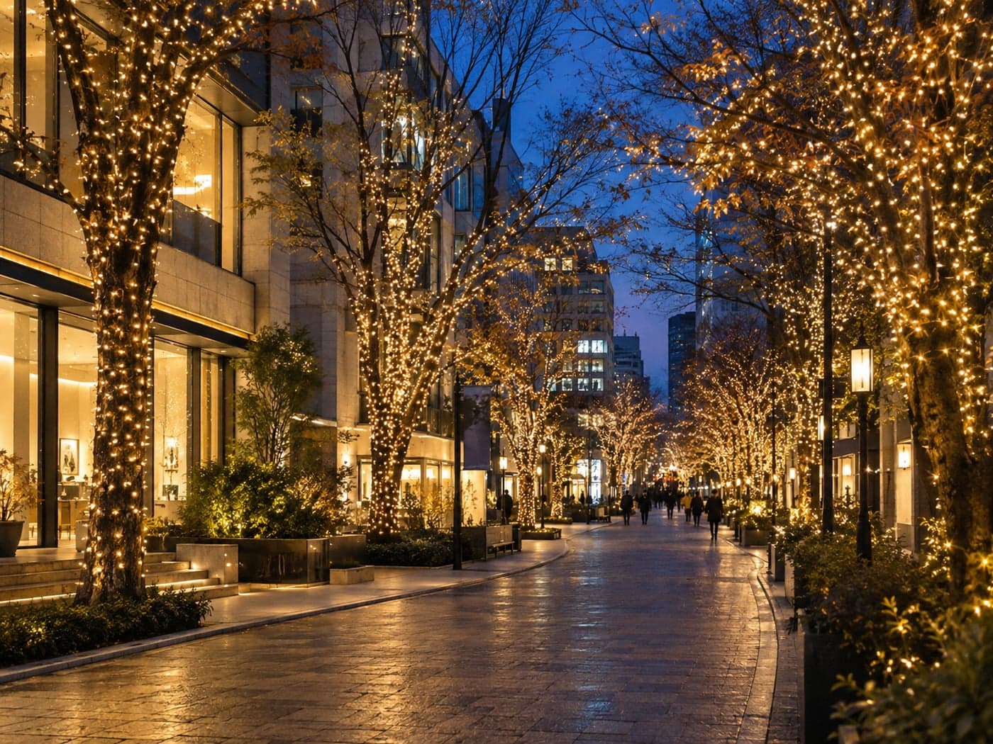 水辺を彩る冬のイルミネーションの生成イメージ。中之島の実景・開催内容を再現したものではありません